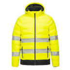 Hi-Vis Ultrasonic lämmitettävä kevyttoppatakki - Kelta/musta