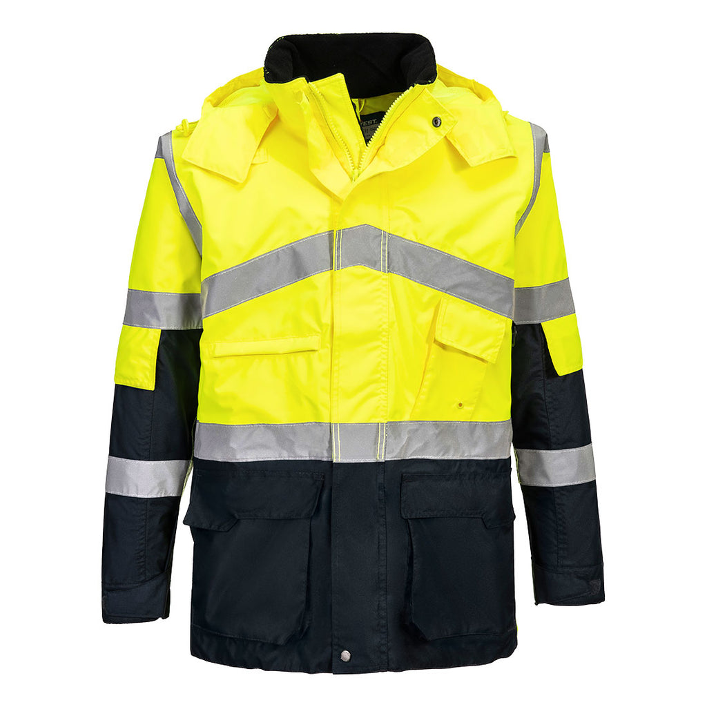 Hi-Vis 2-Sävy Hengittävä takki - Kelta/navy