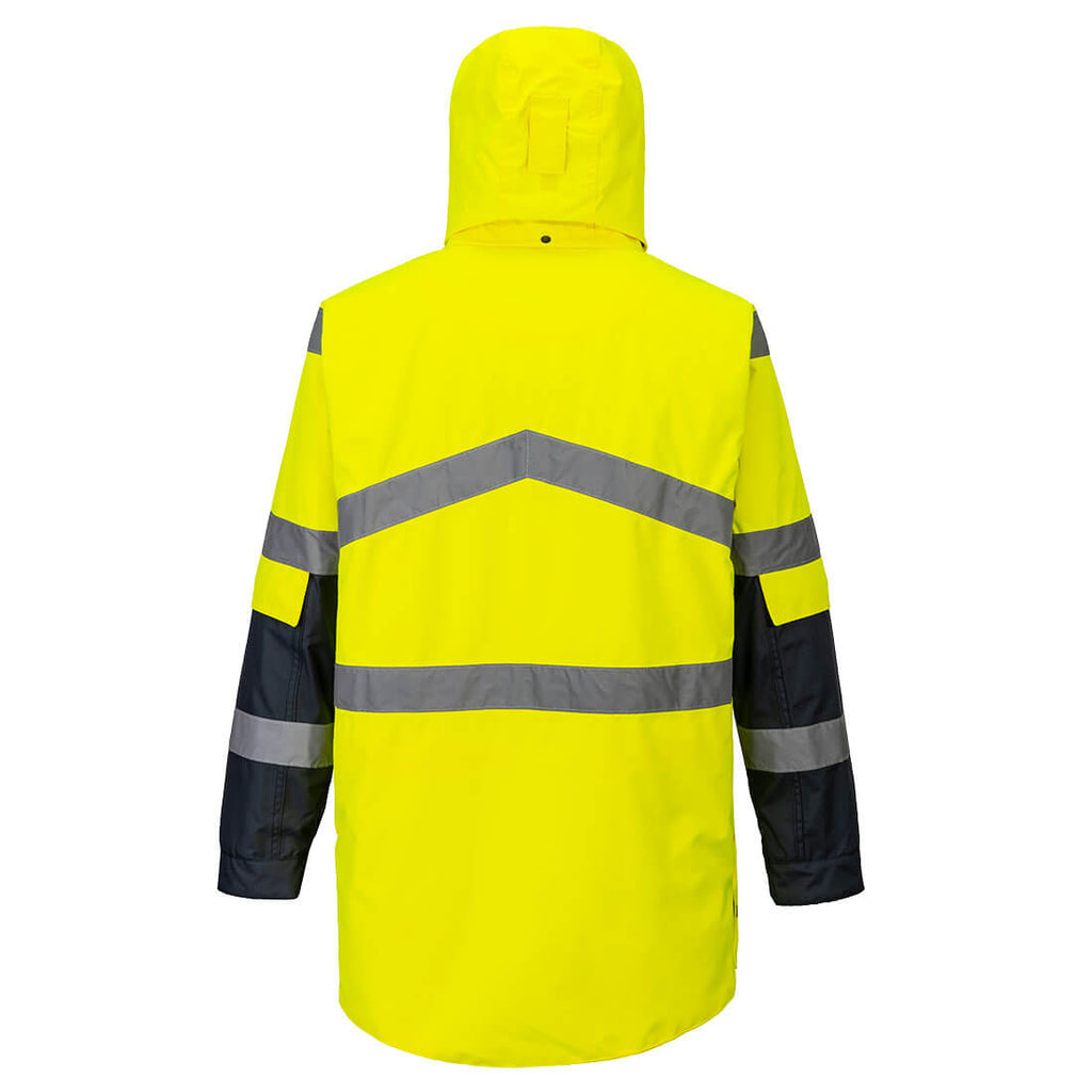 Hi-Vis 2-Sävy Hengittävä takki - Kelta/navy
