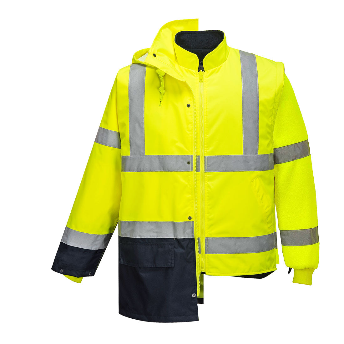 Hi-Vis 5-in-1 Kaksiväri Takki - Kelta/navy