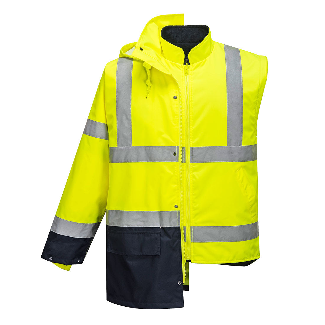 Hi-Vis 5-in-1 Kaksiväri Takki - Kelta/navy