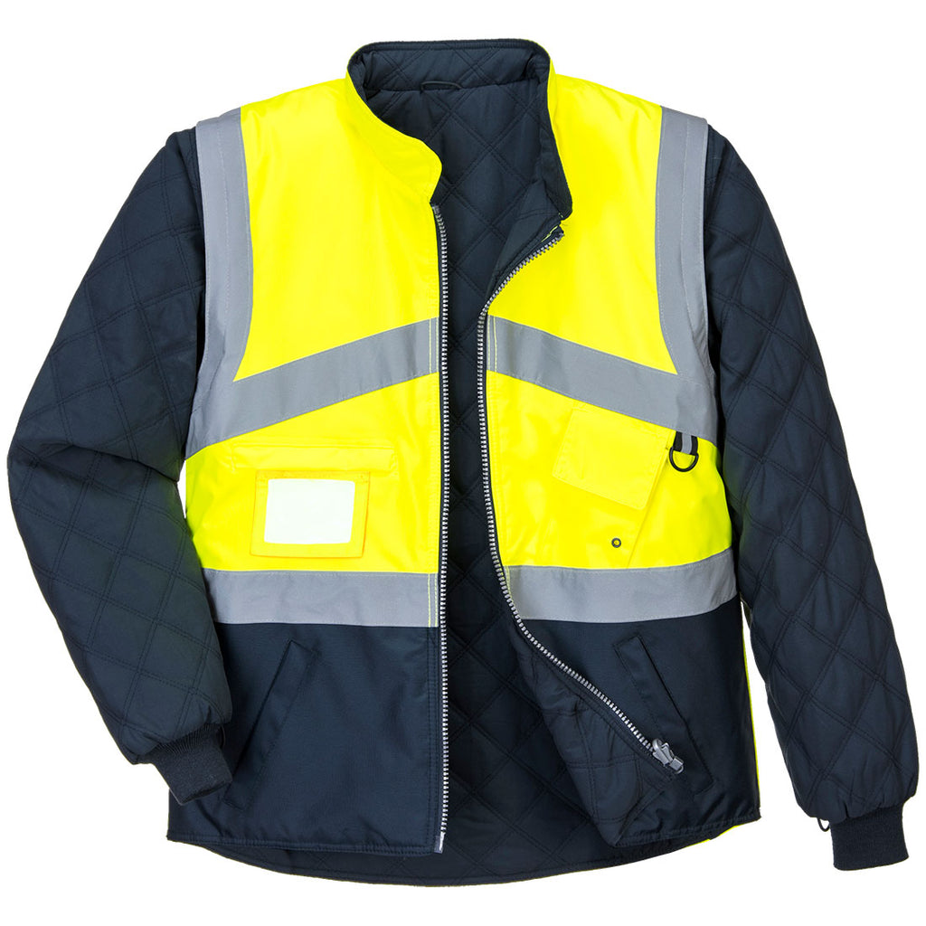Hi-Vis 2-Sävy Takki- Käännettävä - Kelta/navy