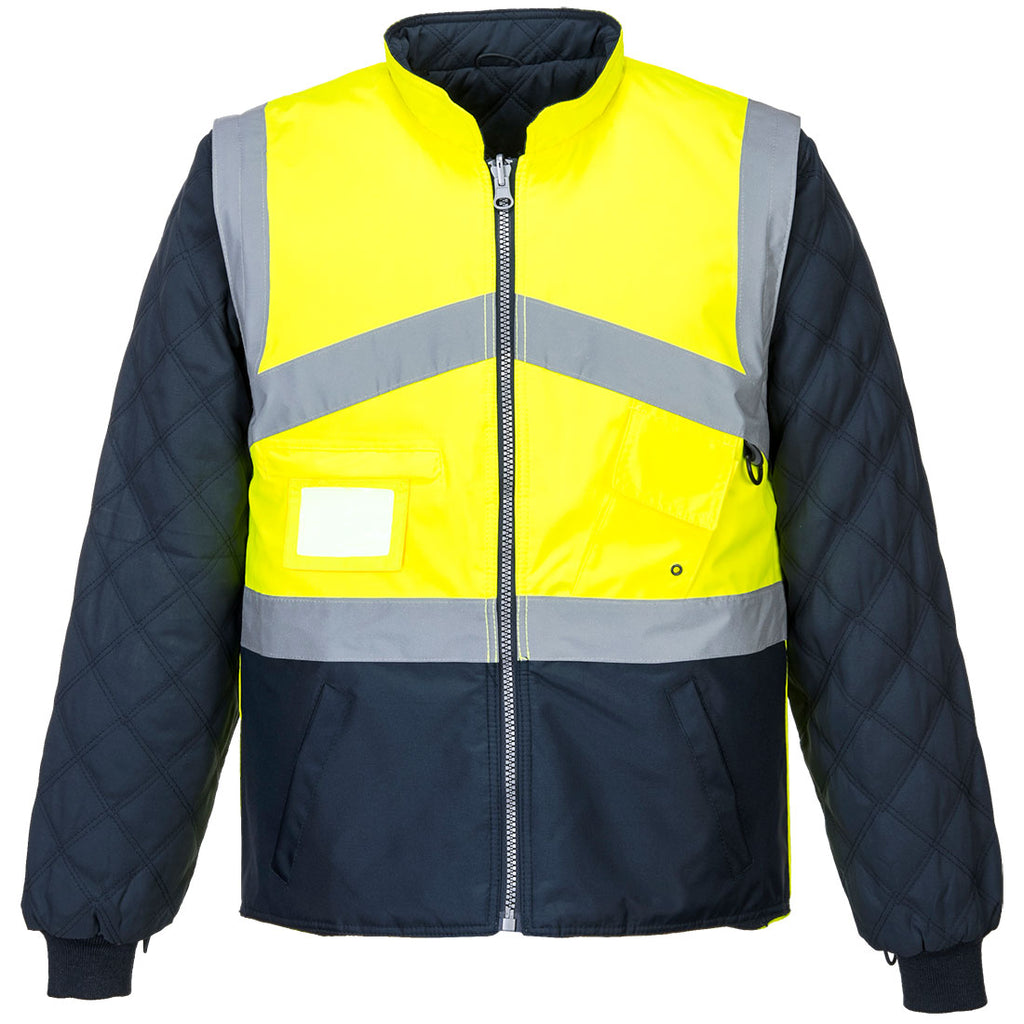 Hi-Vis 2-Sävy Takki- Käännettävä - Kelta/navy