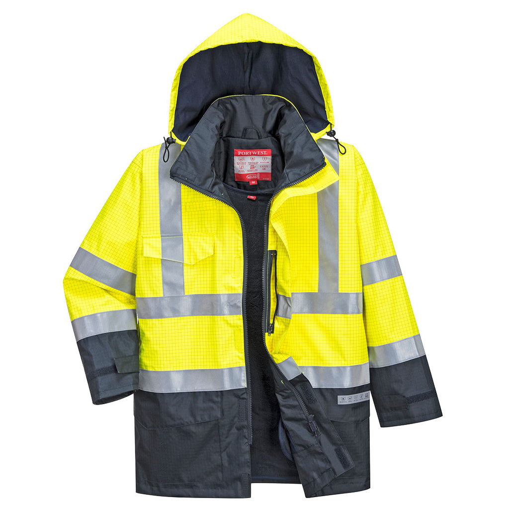 Bizflame Rain Hi-Vis multinormi parkatakki - Kelta/navy