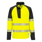 PW3 Hi-Vis 1/4 vetoketju College-pusero - Kelta/musta