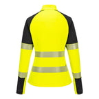 PW3 Hi-Vis Naisten 1/4-vetoketjullinen College-pusero - Kelta/musta