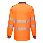 PW3 Pitkähihainen Hi-Vis poolopaita - Oranssi/navy