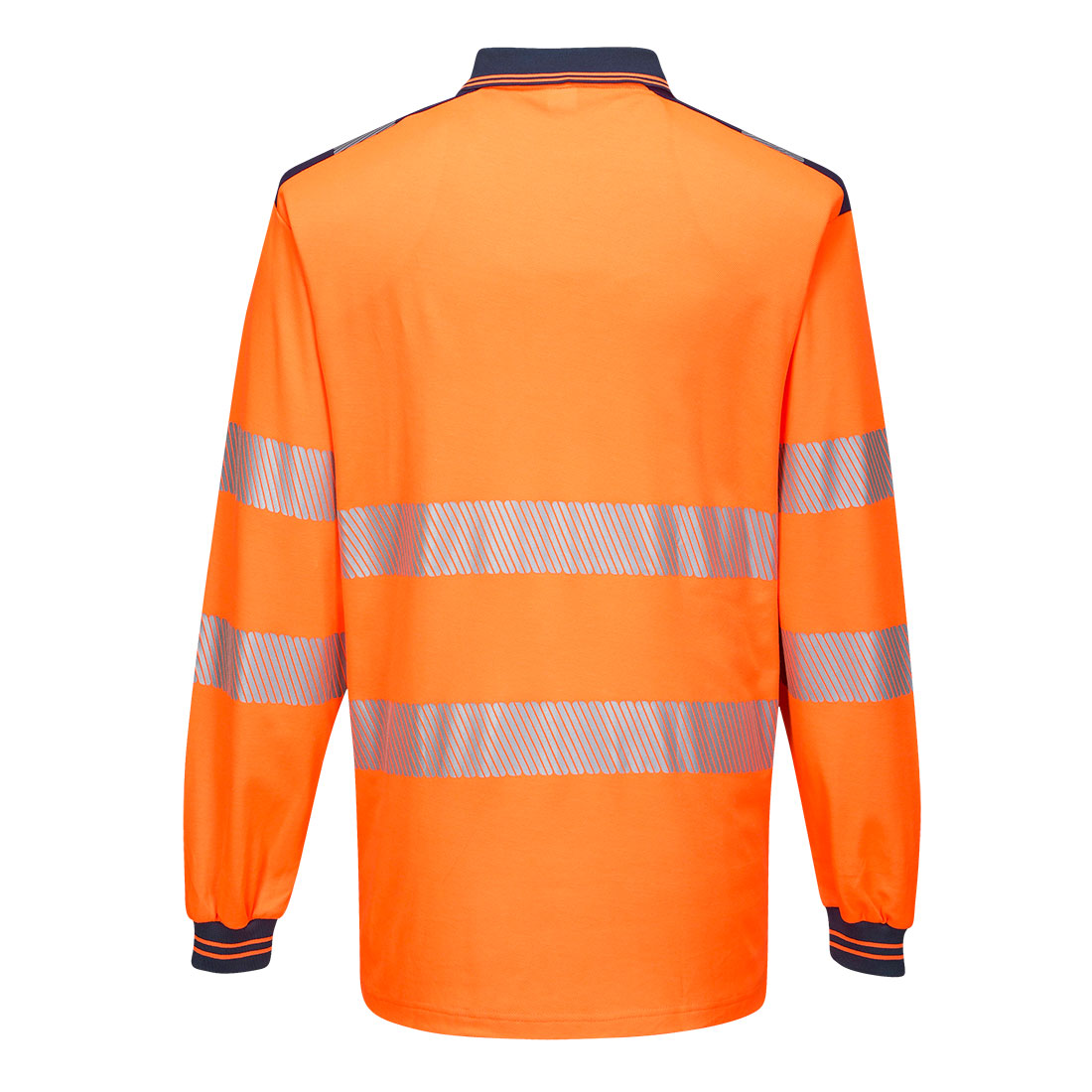 PW3 Pitkähihainen Hi-Vis poolopaita - Oranssi/navy