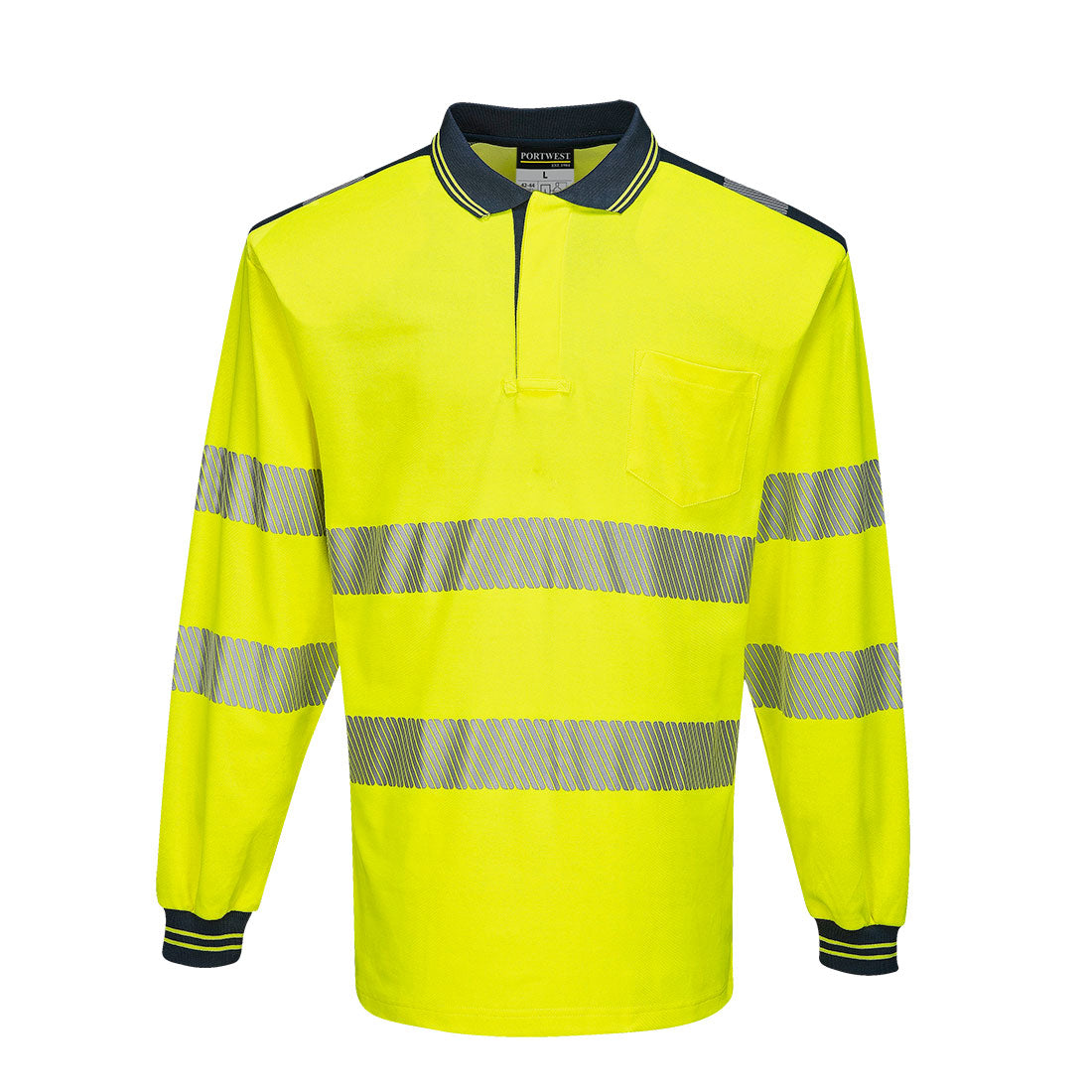 PW3 Pitkähihainen Hi-Vis poolopaita - Kelta/navy