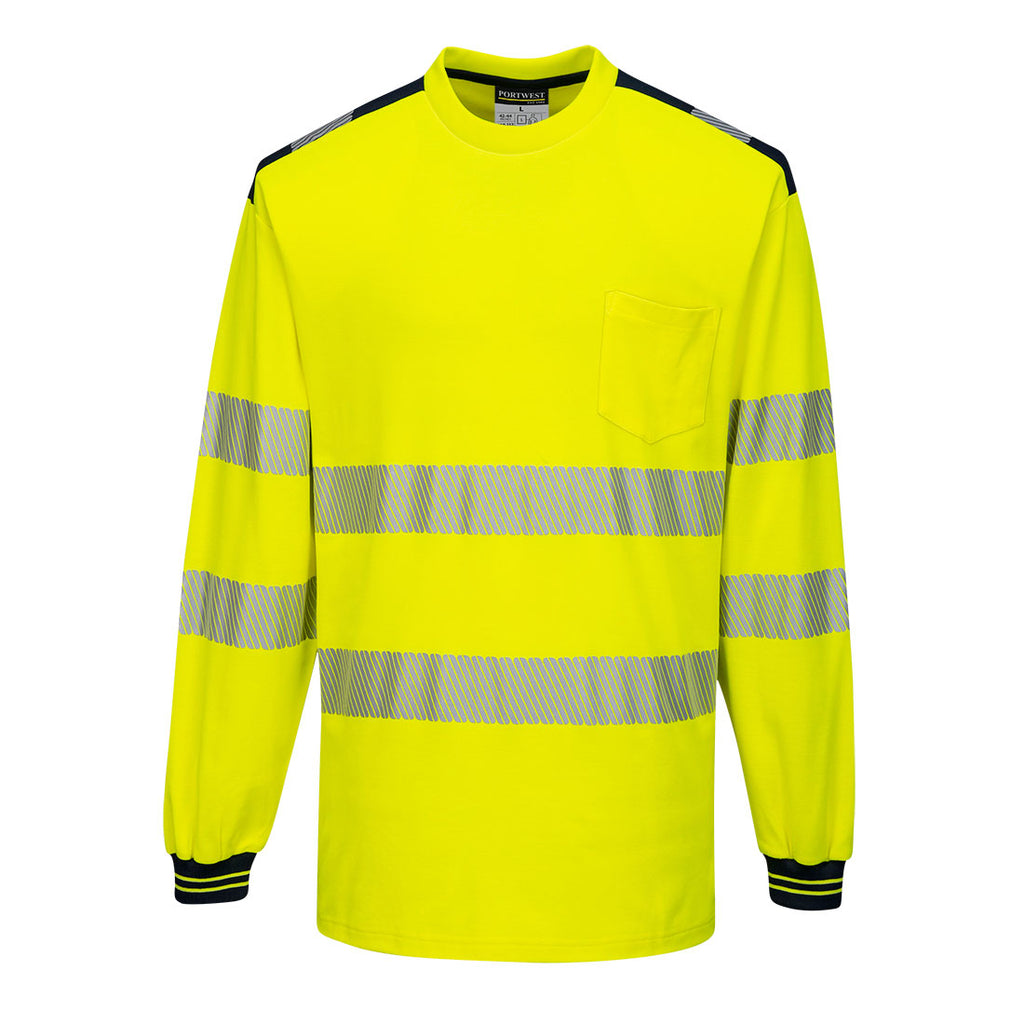 PW3 Hi-Vis Pitkähihainen t-paita - Kelta/musta
