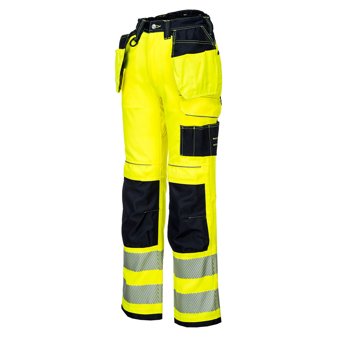 PW3 HiVis- riipputaskutyöhousut - Kelta/musta