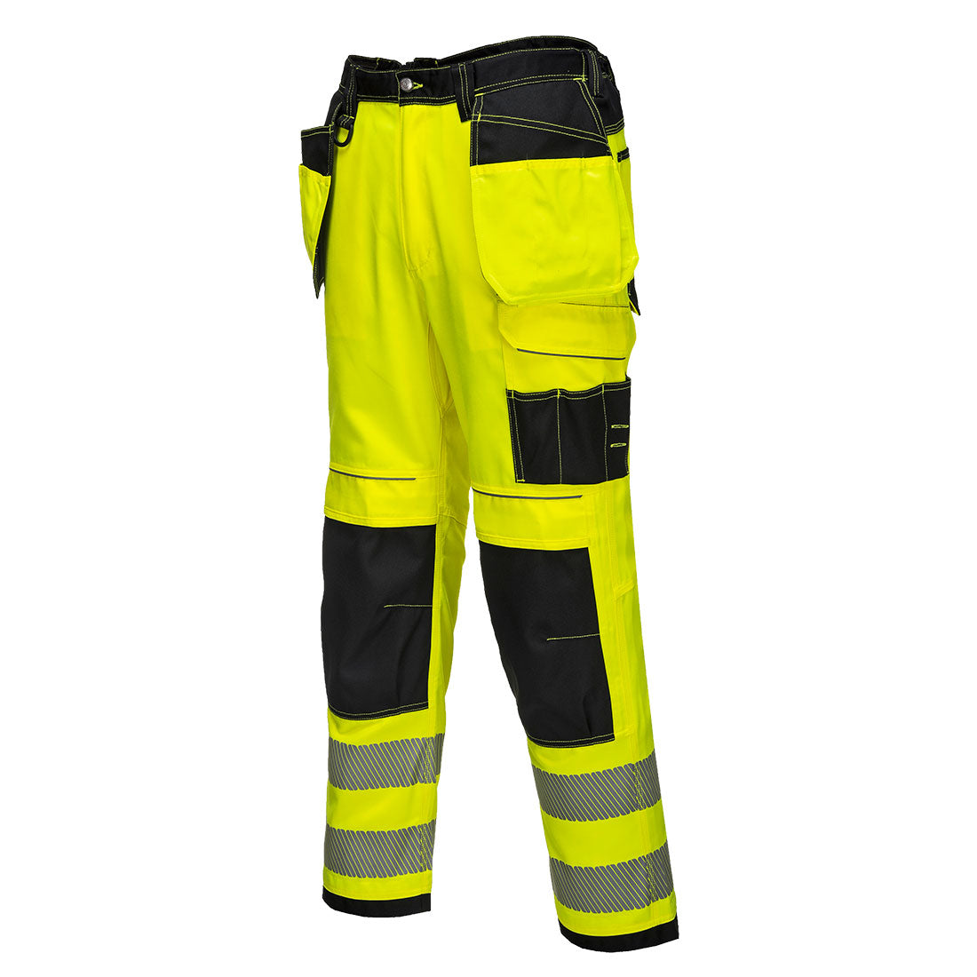 PW3 HiVis- riipputaskutyöhousut - Kelta/musta