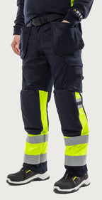 Palosuojatut rakentajan stretch huomiohousut, luokka 1 – Flamestat 2263 ATHF - Neonkeltainen/Tummansininen