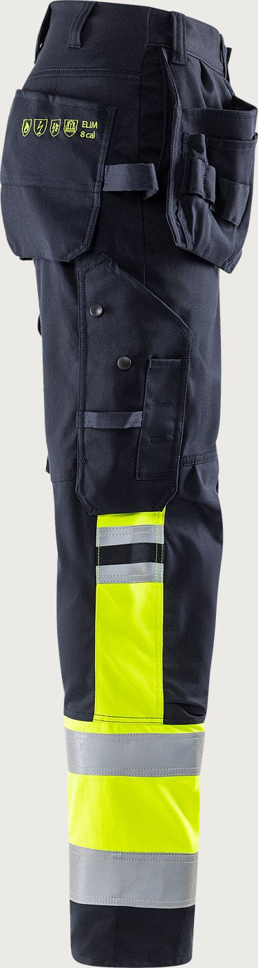 Palosuojatut rakentajan stretch huomiohousut, luokka 1 – Flamestat 2263 ATHF - Neonkeltainen/Tummansininen