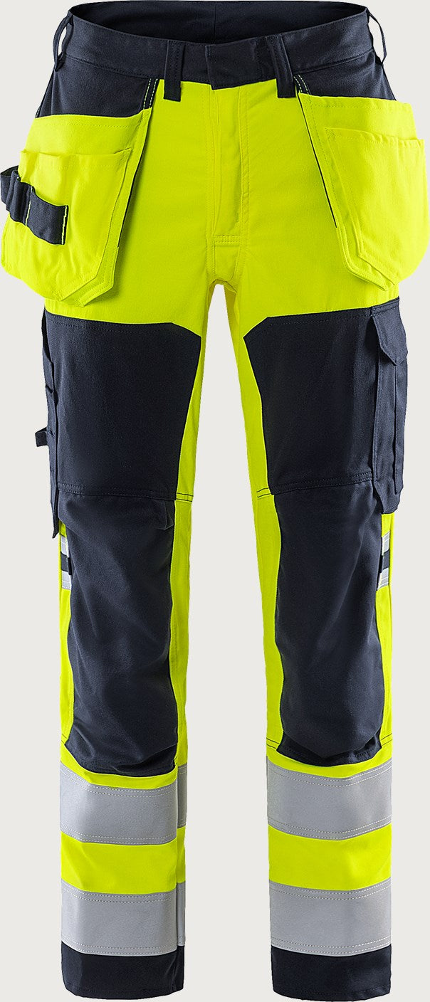 Palosuojatut stretch rakentajan housut, luokka 2 – Flamestat 2167 ATHF - Neonkeltainen/Tummansininen
