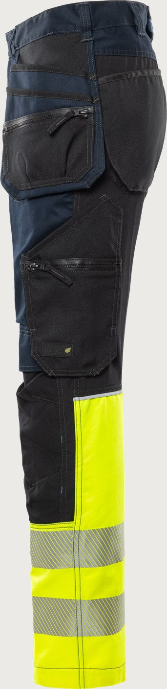 Rakentajan stretch huomiohousut, luokka 1 – 2906 GWM - Neonkeltainen/Navysininen