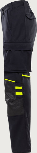 Palosuojatut stretch housut – Flamestat 2180 FSS - Navysininen/Neonkeltainen