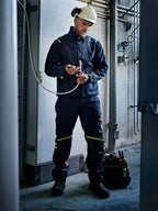 Palosuojatut stretch housut – Flamestat 2180 FSS - Navysininen/Neonkeltainen