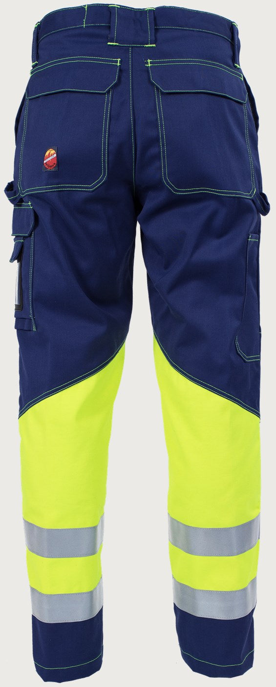 Housut HiVis FR 1.0 - Tummansininen/ keltainen