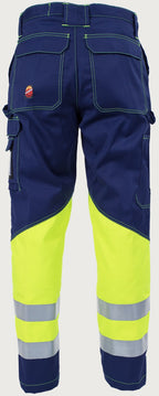 Housut HiVis FR 1.0 - Tummansininen/ keltainen