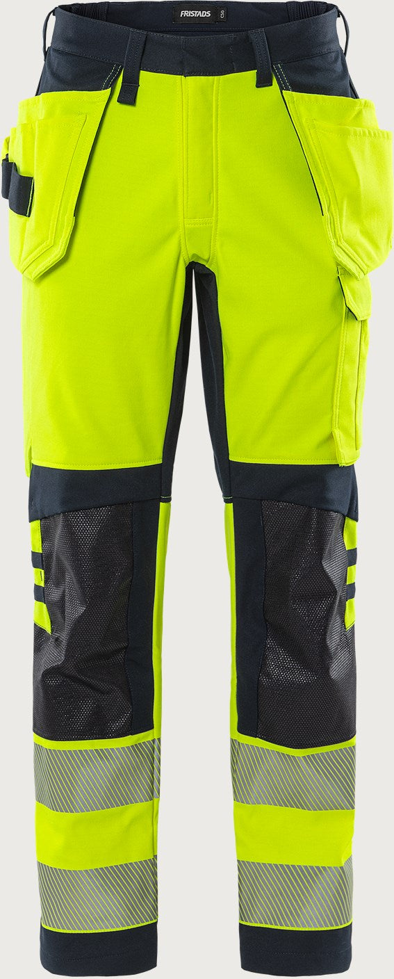 Palosuojatut rakentajan stretch huomiohousut, luokka 2 – Flamestat 2282 FSS - Neonkeltainen/Tummansininen