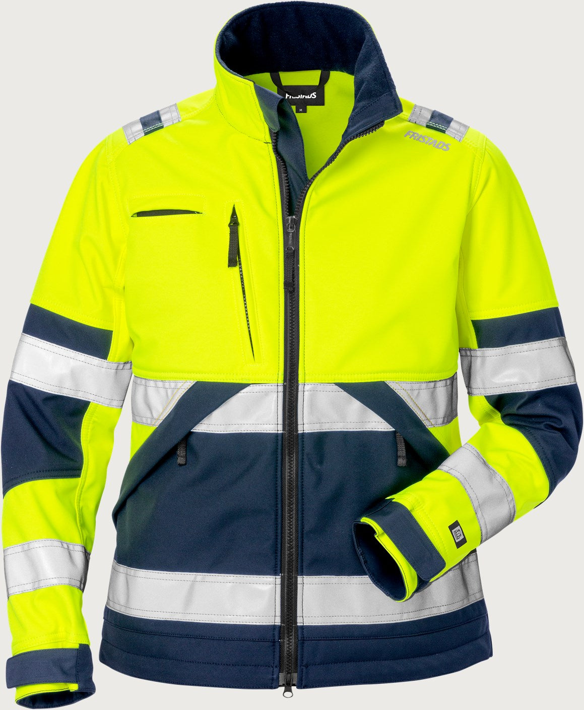 Naisten softshell huomiotakki, luokka 2 – 4183 WYH - Neonkeltainen/Tummansininen