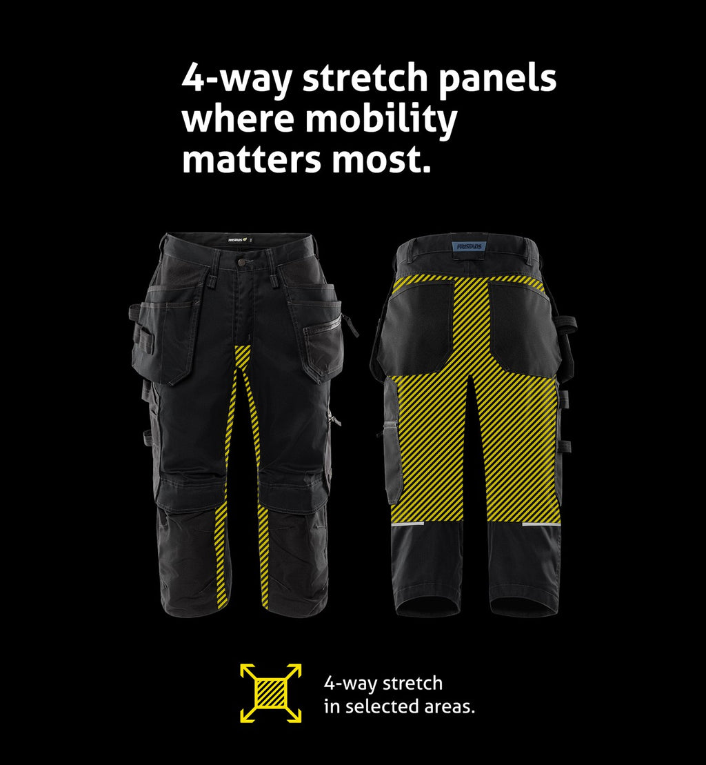 Rakentajan stretch piraattihousut – 2903 GWM - Musta