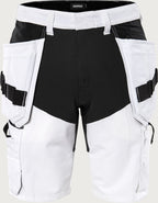 Rakentajan stretch shortsit – 2762 LWS - Valkoinen/Musta