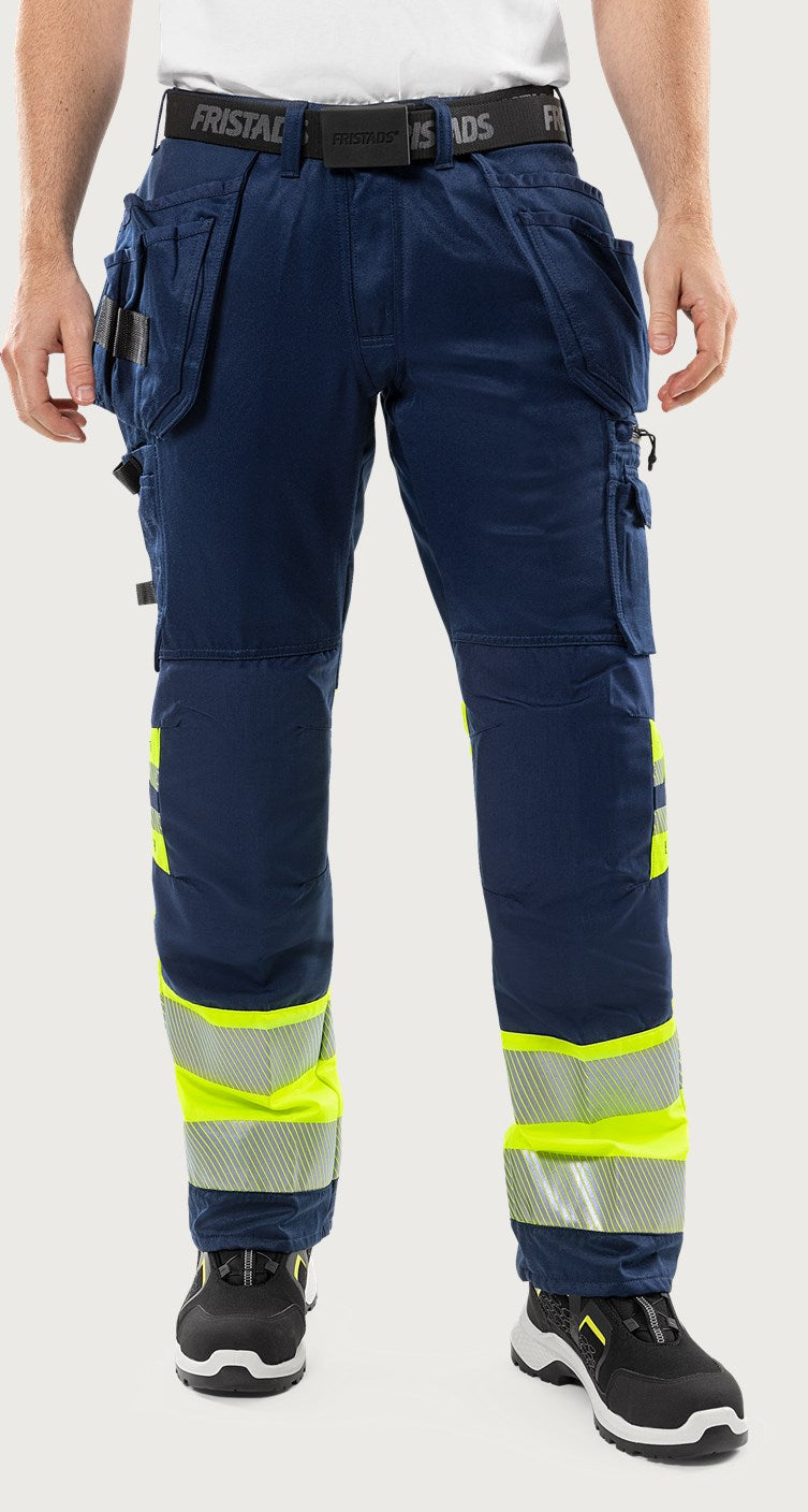 Rakentajan stretch huomiohousut, luokka 1 – 2706 PLU - Neonkeltainen/Tummansininen