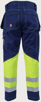 Riipputaskuhousut HiVis FR 1.0 - Tummansininen/ keltainen