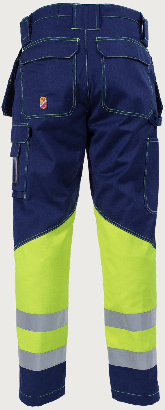 Riipputaskuhousut HiVis FR 1.0 - Tummansininen/ keltainen