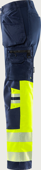 Rakentajan stretch huomiohousut, luokka 1 – 2706 PLU - Neonkeltainen/Tummansininen