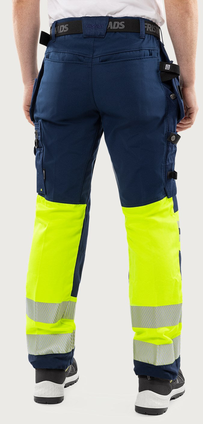 Rakentajan stretch huomiohousut, luokka 1 – 2706 PLU - Neonkeltainen/Tummansininen
