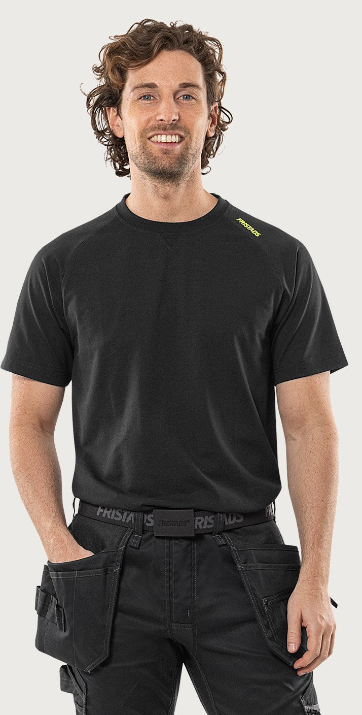 Heavy stretch T-paita – 7553 GTME - Musta/Neonkeltainen