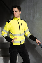 Hi Vis huomiotakki, heijastava, joustava kangas, keltainen