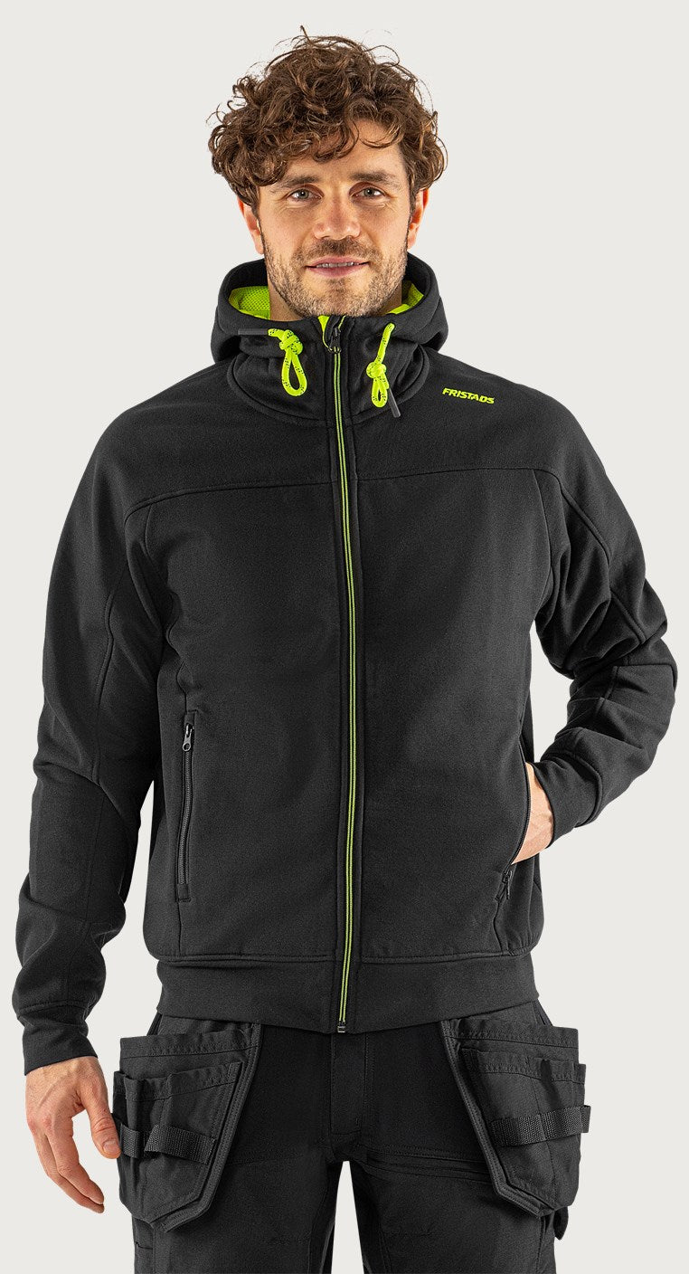 Hupullinen collegetakki – 7550 GSM - Musta/Neonkeltainen