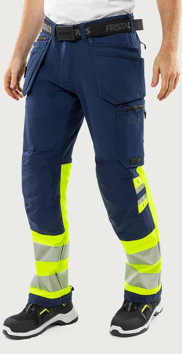 Rakentajan stretch huomiohousut, luokka 1 – Green 2643 GSTP - Neonkeltainen/Tummansininen