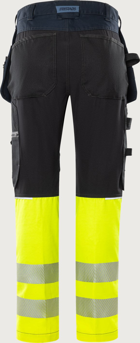 Rakentajan stretch huomiohousut, luokka 1 – 2906 GWM - Neonkeltainen/Navysininen