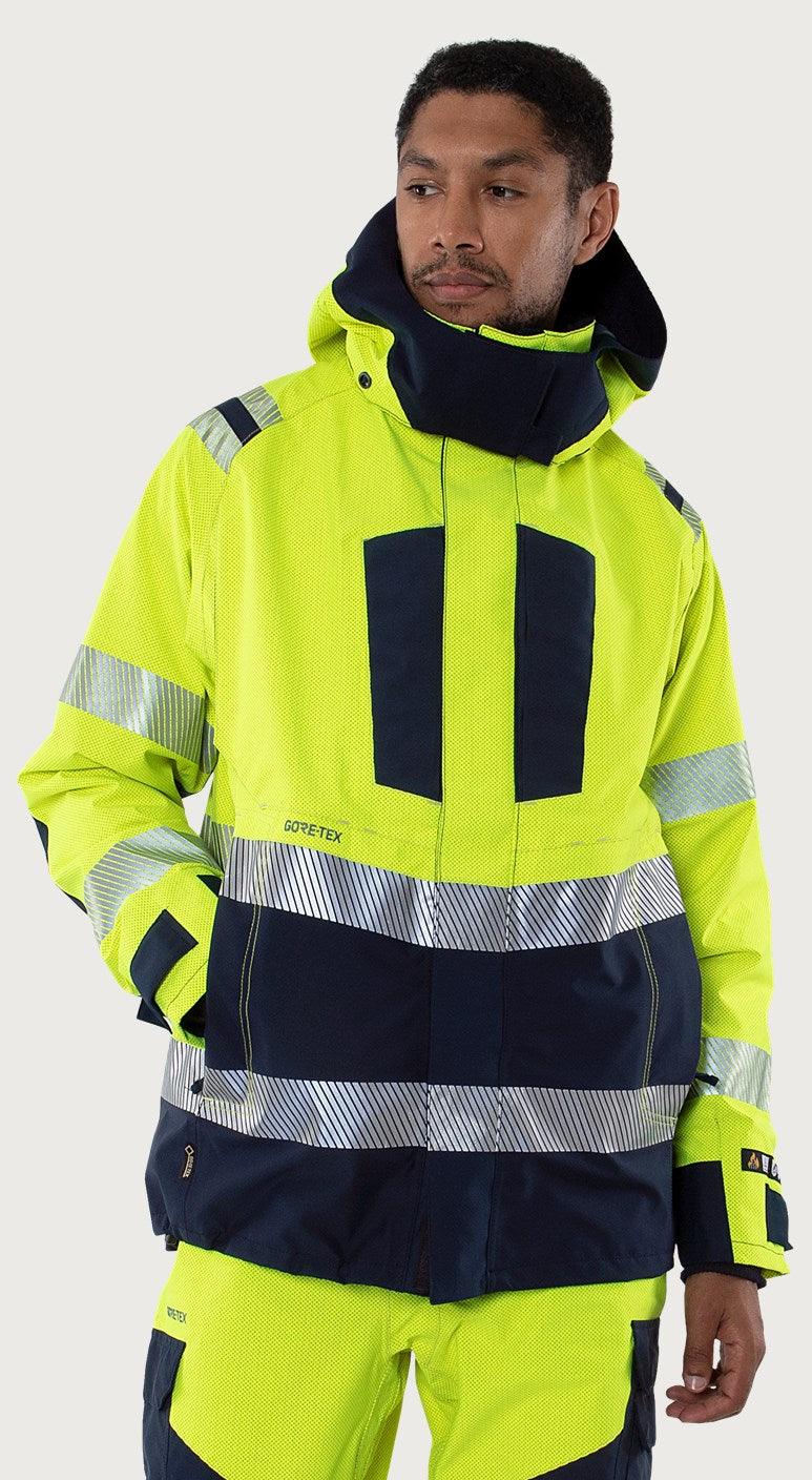 Palosuojattu huomiokuoritakki, luokka 3 – Flamestat GORE-TEX PYRAD® 4095 GXE - Neonkeltainen/Tummansininen