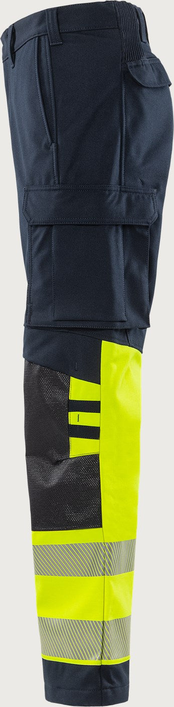 Palosuojatut stretch huomiohousut, luokka 1 – Flamestat 2281 FSS - Neonkeltainen/Tummansininen