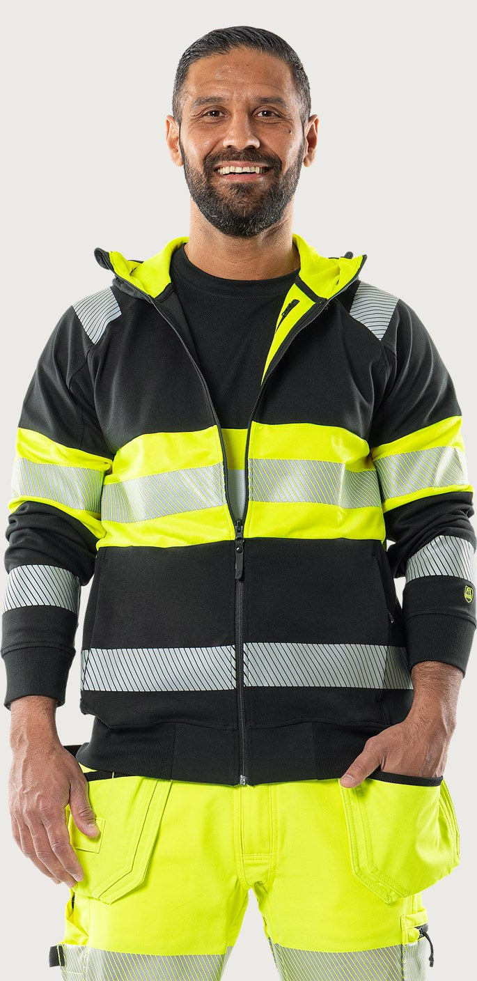 Hupullinen huomiocollegetakki, luokka 1 – 7532 GKC - Neonkeltainen/Musta