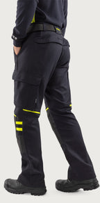 Palosuojatut stretch housut – Flamestat 2180 FSS - Navysininen/Neonkeltainen