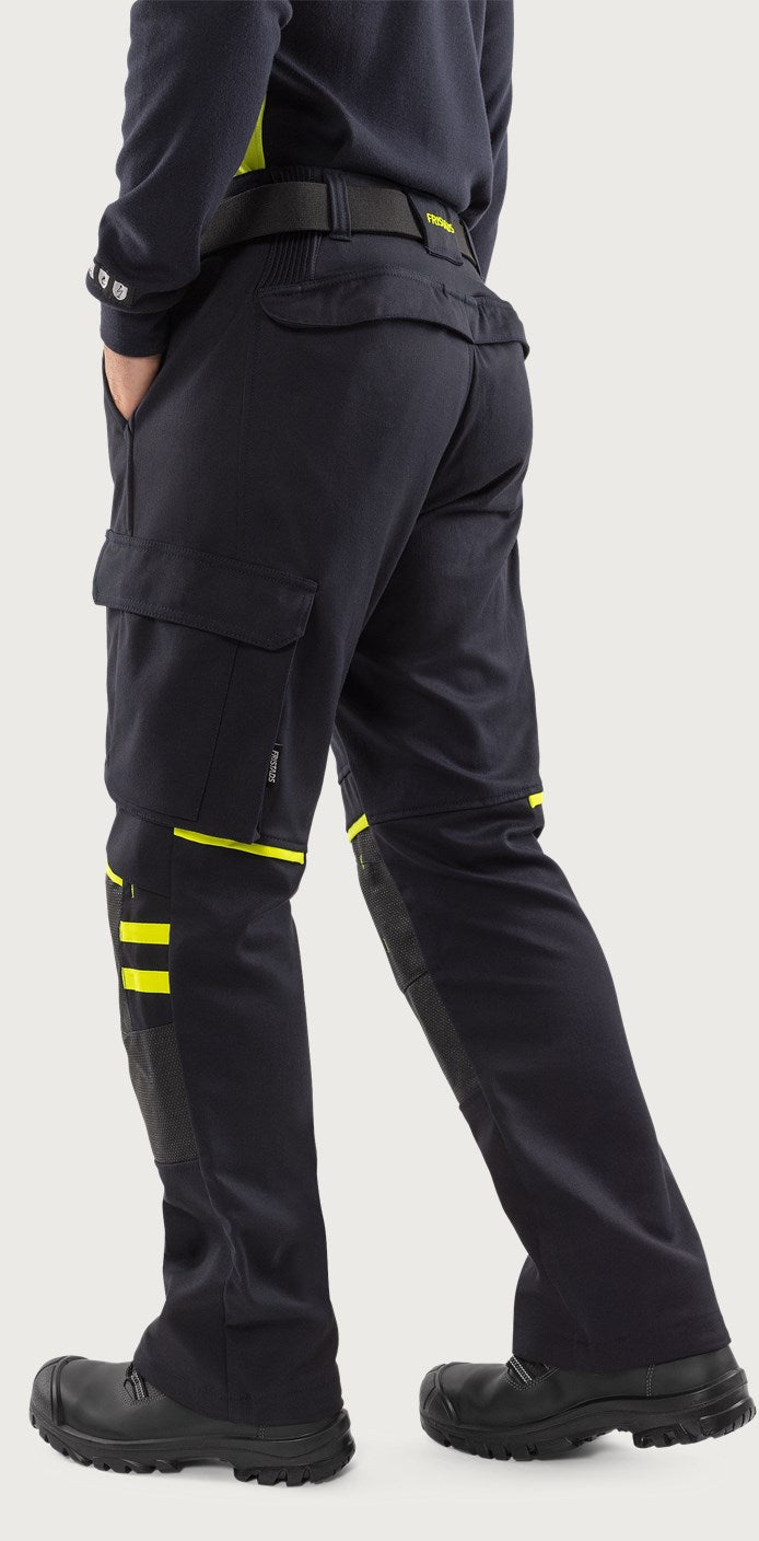 Palosuojatut stretch housut – Flamestat 2180 FSS - Navysininen/Neonkeltainen