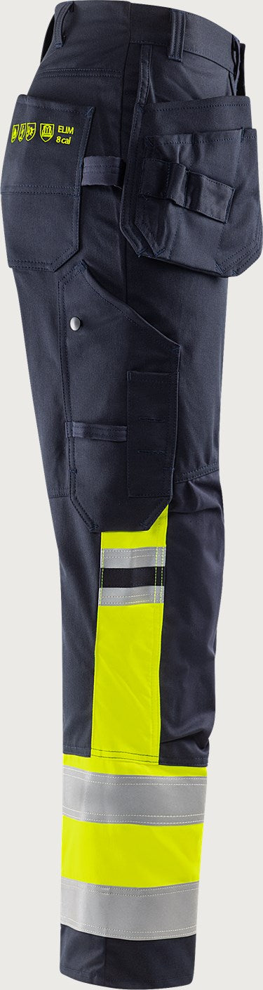 Palosuojatut stretch rakentajan huomiohousut, luokka 1 – Flamestat 2163 ATHF - Neonkeltainen/Tummansininen