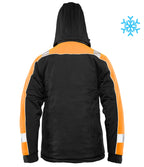 Heijastava vuorattu softshell-takki, musta/oranssi