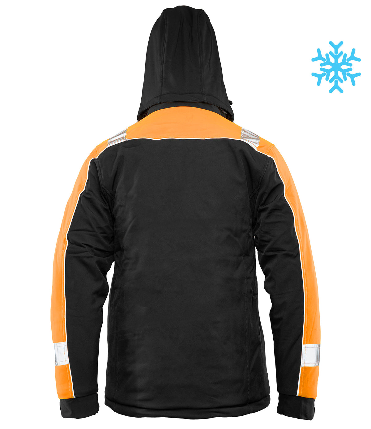Heijastava vuorattu softshell-takki, musta/oranssi