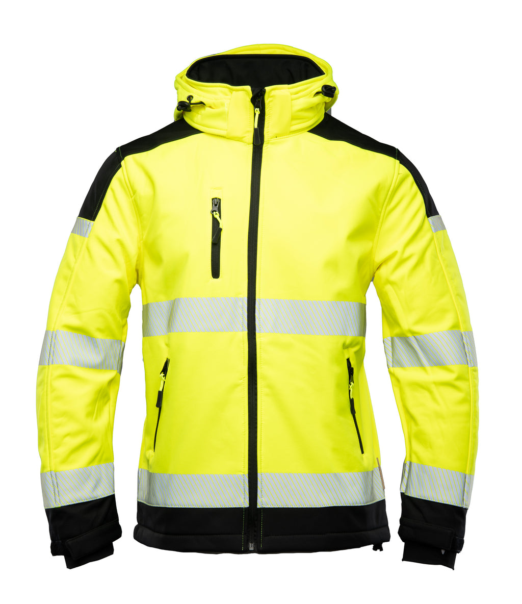 Hi Vis huomiotakki, softshell, heijastava, keltainen