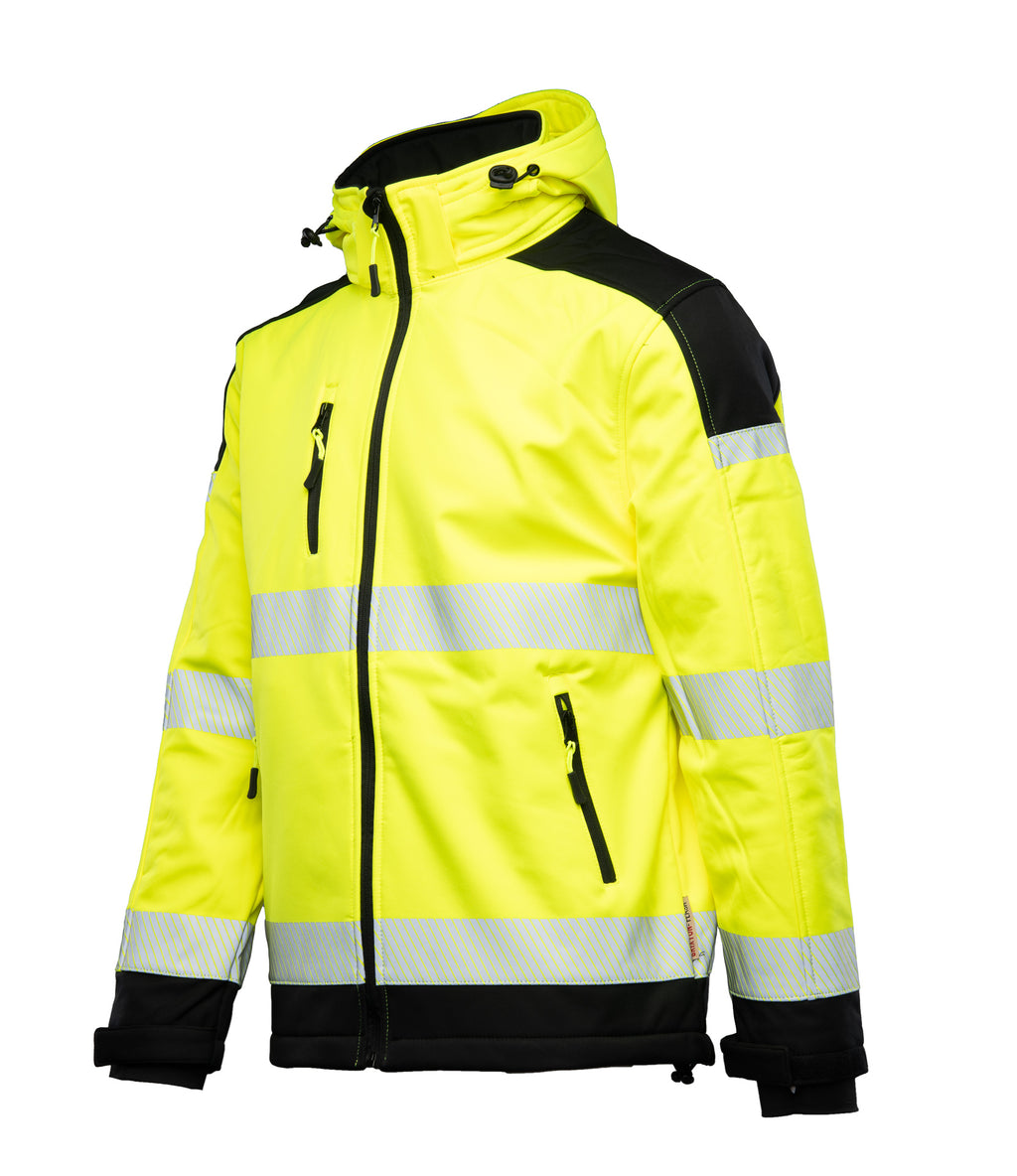 Hi Vis huomiotakki, softshell, heijastava, keltainen