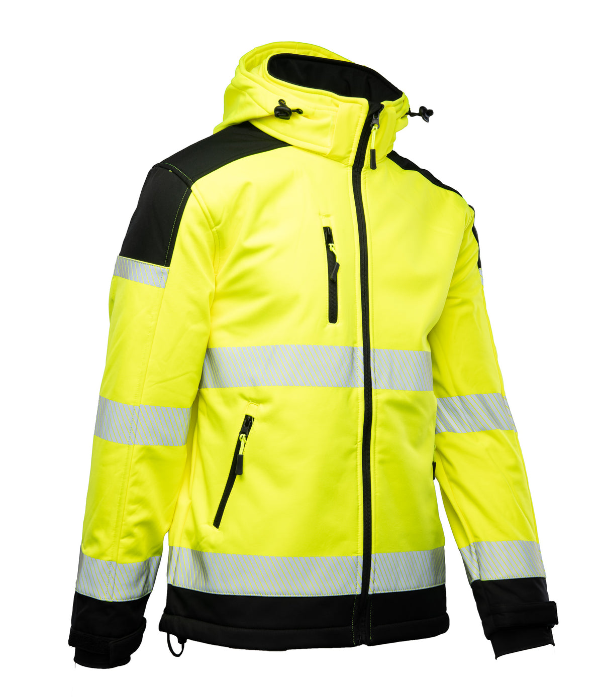 Hi Vis huomiotakki, softshell, heijastava, keltainen