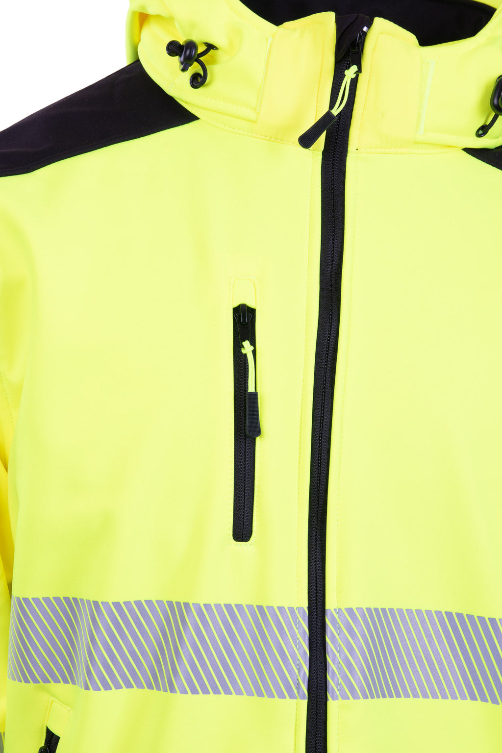 Hi Vis huomiotakki, softshell, heijastava, keltainen